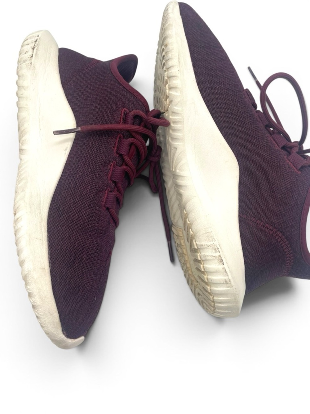 Adidas Tubular Shadow Burgundy Knit Sneakers Women’s 7.5 Casual Comfort - Picture 5 of 10